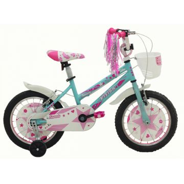 Bicicleta Copii Vision Faworis, culoare turcoaz roz, roata 16  , cadru otel