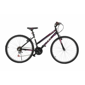 Bicicleta MTB copii TEC Eros, culoare negru roz, roata 24  , cadru din otel