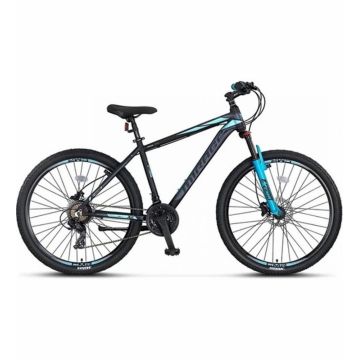 Bicicleta MTB Umit Mirage 2D, 21 viteze, culoare negru turcoaz, roata 29  , cadru din aluminiu 20  , frana disc