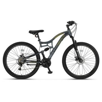 Bicicleta MTB Umit Stallion 2D, Full Suspension, SHM, 21 viteze, roata 26  , cadru otel, gri verde