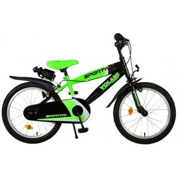 Bicicleta pentru baieti Volare Sportivo, 18 inch, culoare verde neon   negru, frana de mana fata - spate