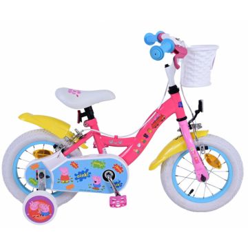 Bicicleta pentru fete Peppa Pig, 12 inch, culoare Roz, frana de mana fata si spate