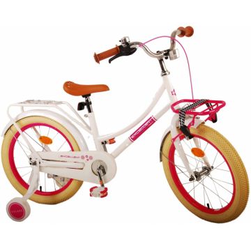 Bicicleta pentru fete Volare Excellent, 18 inch, culoare alb, frana de mana fata si frana contra spate