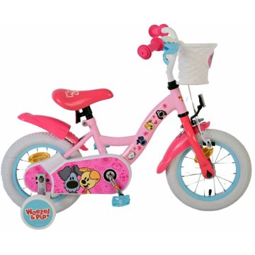 Bicicleta pentru fete Woezel  Pip, 12 inch, culoare roz, frana de mana fata si contra spate