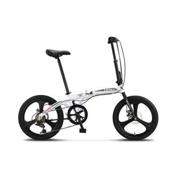 Bicicleta Umit Folding 2D, 6 viteze, pliabila, cadru aluminiu, roata 20  , culoare alb argintiu