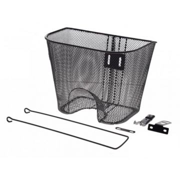 Cos biciclete pe fata cu sistem de montaj cu loc de far, culoare negru