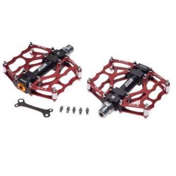 Set 2 pedale din aluminiu, filet 9 16, culoare rosu
