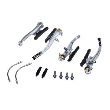Set frana v-brake argintiu, fata-spate biciclete