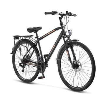 Bicicleta City Umit Montana M-480-S-2D, culoare negru maro, roata 28  , cadru otel, frana pe disc