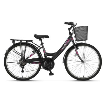 Bicicleta City Umit Safiro, roata 26  , 21 viteze, culoare negru, cadru din otel