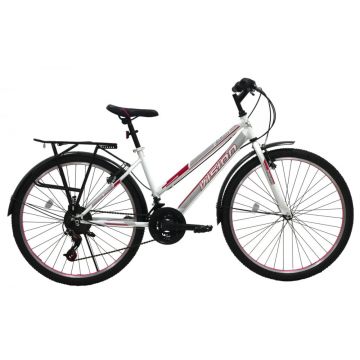 Bicicleta MTB dame Vision Elegance, culoare alb roz, roata 26  , cadru din otel