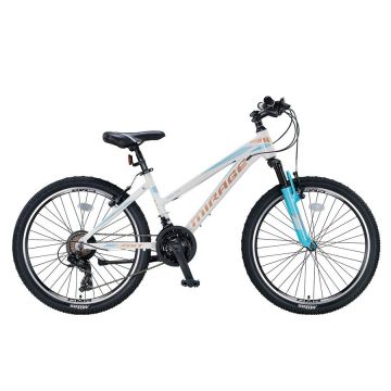 Bicicleta MTB Umit Mirage Lady, 21 viteze, culoare alb turcoaz, roata 24  , cadru din aluminiu, frana V-Brake