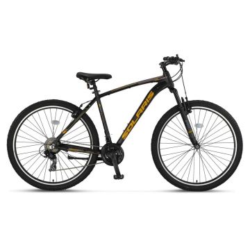 Bicicleta MTB Umit Solaris, 21 viteze, culoare gri portocaliu, roata 27.5  , cadru din aluminiu, V-brake