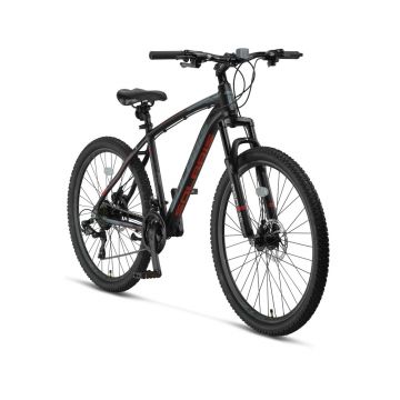 Bicicleta MTB Umit Solaris, 21 viteze, culoare negru rosu, roata 29  , cadru din aluminiu 20  , frana hidraulica