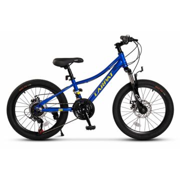 Bicicleta pentru copii 7-10 ani Carpat Polestar C20261A AlbastruGalben, 21 viteze, frane pe disc, roti 20 inch, cabluri integrate