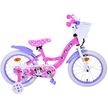 Bicicleta pentru fete Disney Minnie Cutest Ever!, 16 inch, culoare roz violet, frana de mana fata si frana contra spate