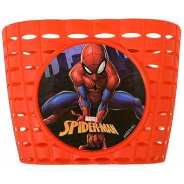 Cos de plastic pentru biciclete, model SpiderMan, culoare rosu