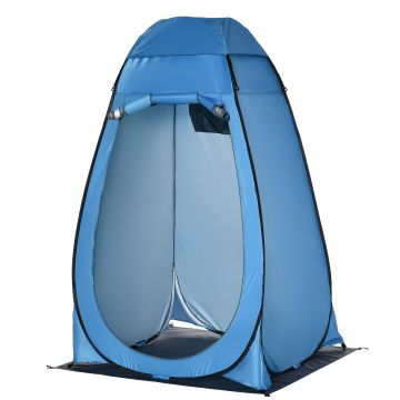 Outsunny Cort de Duș pentru Camping cu Ușă cu Fermoar, Geantă de Transport și Buzunar, 126x124x189 cm, Albastru | Aosom Romania