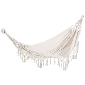 Outsunny Hamac de Grădină Suspendat din Pânză cu Franjuri și Geantă de Transport, 288x150 cm, Crem | Aosom Romania