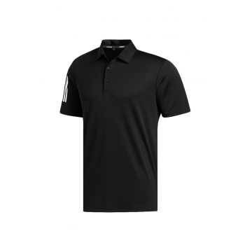 Tricou barbati  Polo Shirt 3-Stripe Basic Golf Polo Shirt - Negru