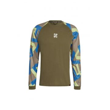 Bluza ciclism barbati  TrailX Kaki/Albastru - Multicolor