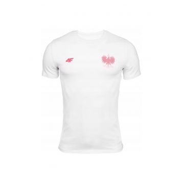 Tricou sport barbati -  Cu logo imprimat - Bumbac/Spandex - Alb