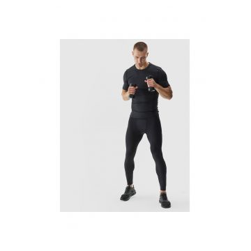 Colanti sport  negri - talie medie - material reciclat - tehnologie 4FDry - set de antrenament pentru barbati
