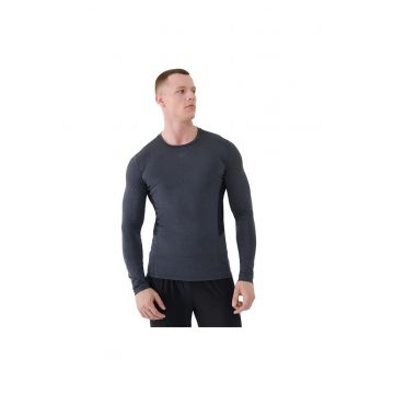 Tricou antrenament barbati -  maneca lunga - gri - material sintetic - uscare rapida -