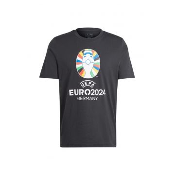 Tricou sportiv barbati -  Euro24 - negru - bumbac - cu emblema oficiala a turneului