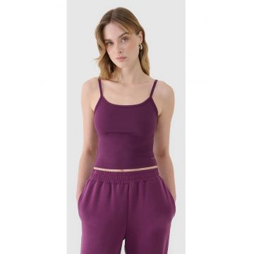 Top Fara Maneci Femei  Slim Fit Cropped Sport Casual - Violet - Poliamida Elastan - 220gsm