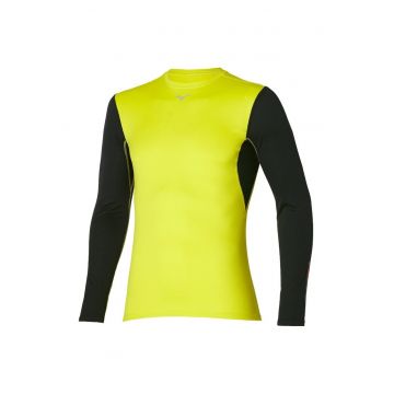 Bluza alergare barbati  Mid Weight Crew FW 2023 - Negru/Verde lime