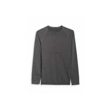 Bluza sport barbati -  lenjerie termica fara cusaturi - negru - poliester - Negru