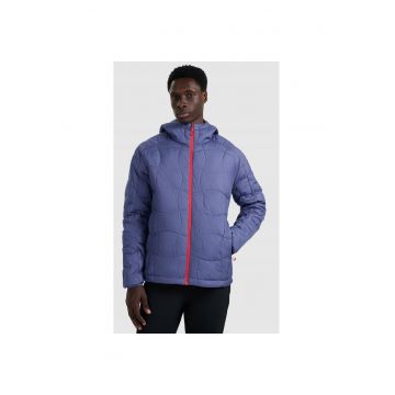 Geaca trekking barbati -  poliester - bleumarin/rosu