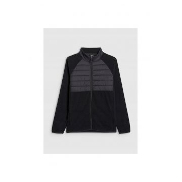 Jacheta sport  polar cu guler inalt - barbati - negru - fleece