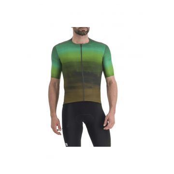 Tricou ciclism barbati  Flow Supergiara - Verde/Maro