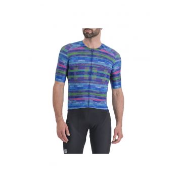 Tricou ciclism barbati  Glitch Bomber - Verde/Albastru