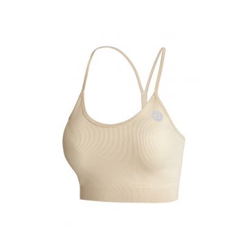 Bustiera cu decolteu in U pentru fitness Charm - Bej