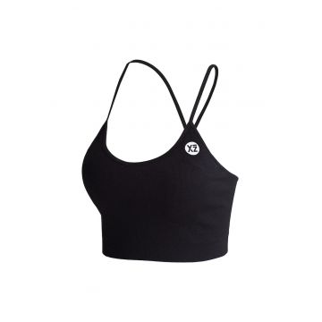 Bustiera cu decolteu in U pentru fitness Charm - Negru
