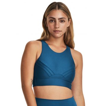 Bustiera cu sustinere medie pentru fitness Infinity Pintuck - Albastru/Argintiu