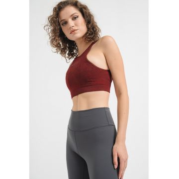 Bustiera cu sustinere redusa si decupaj pe partea din spate pentru fitnes - Visiniu