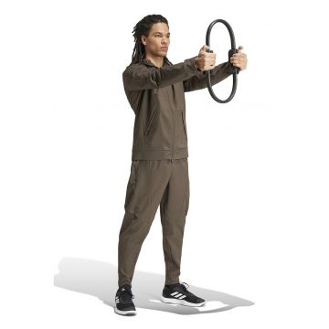 Hanorac cu fermoar si buzunare pentru antrenament - Negru/Maro taupe