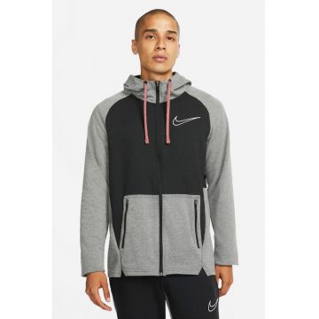 Hanorac cu fermoar si logo pentru fitness - Negru/Gri