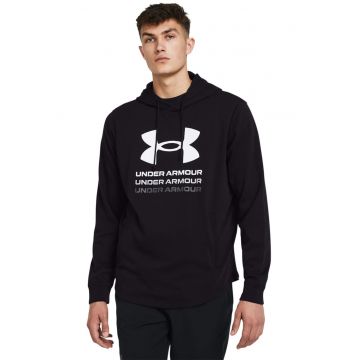 Hanorac cu imprimeu logo pentru fitness - Negru/Alb optic