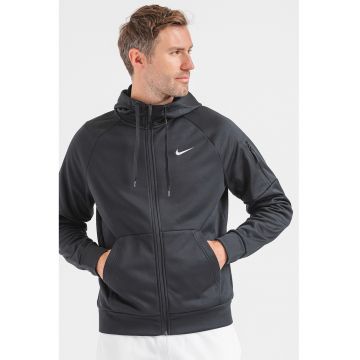 Hanorac relaxed fit pentru fitness Therma-FIT - Negru