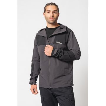 Jacheta cu gluga - pentru trekking Andur - Negru stins