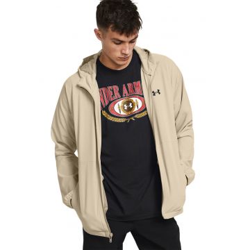 Jacheta elastica cu gluga pentru antrenament - Alb fildes