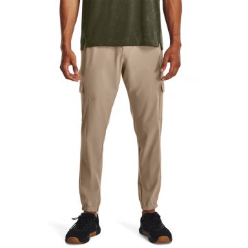 Pantaloni cargo cu snur de ajustare pentru fitness - Maro nisip