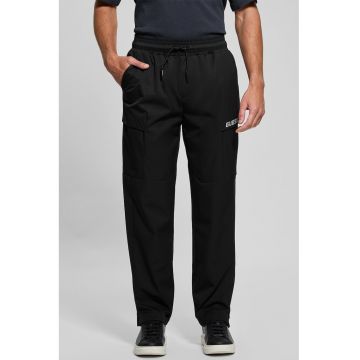 Pantaloni cargo drepti cu snur - pentru fitness - Negru