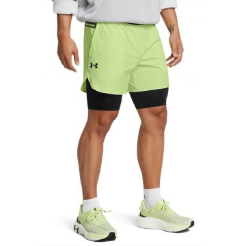 Pantaloni scurti 2in1 pentru antrenament Vanish Elite - Negru/Verde fistic