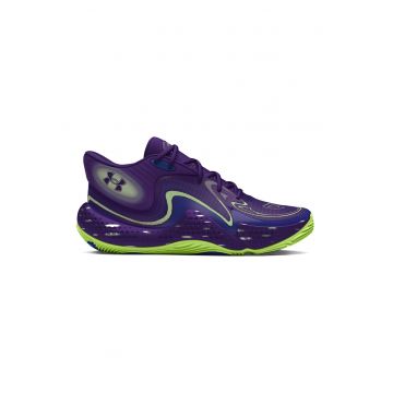 Pantofi colorblock medii pentru baschet Spawn 6 - Violet/Verde electric